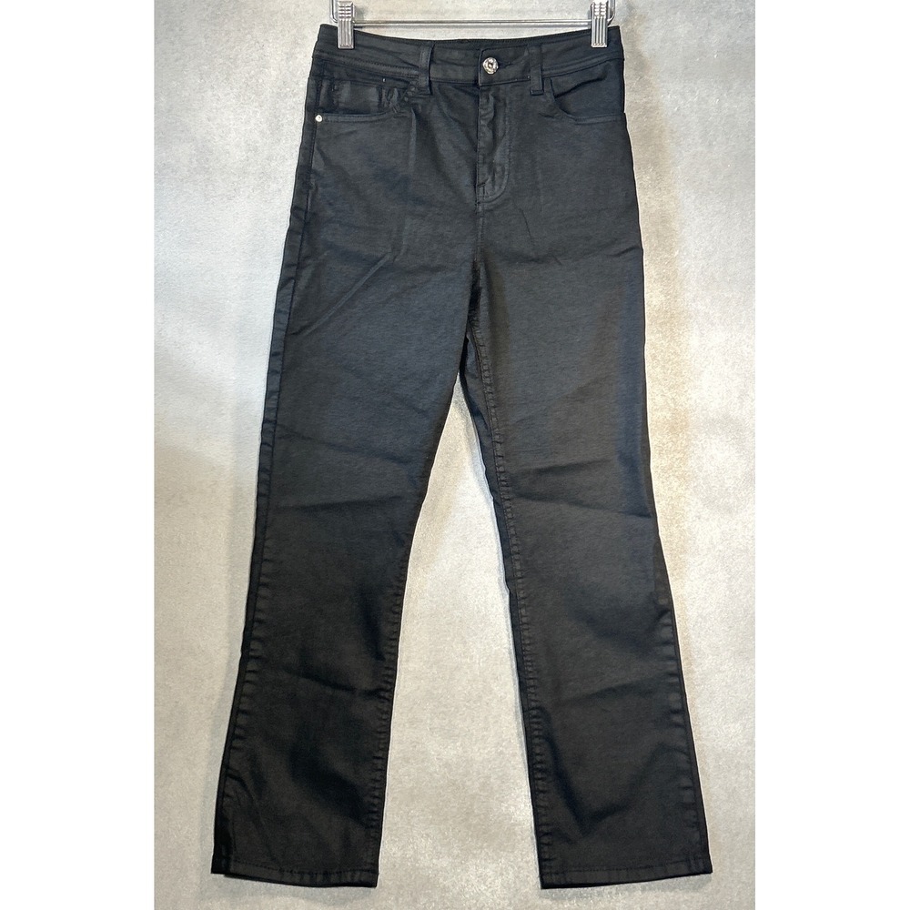 Zara Black Coated High Waisted Straight Leg Pants Size S 9632/253
